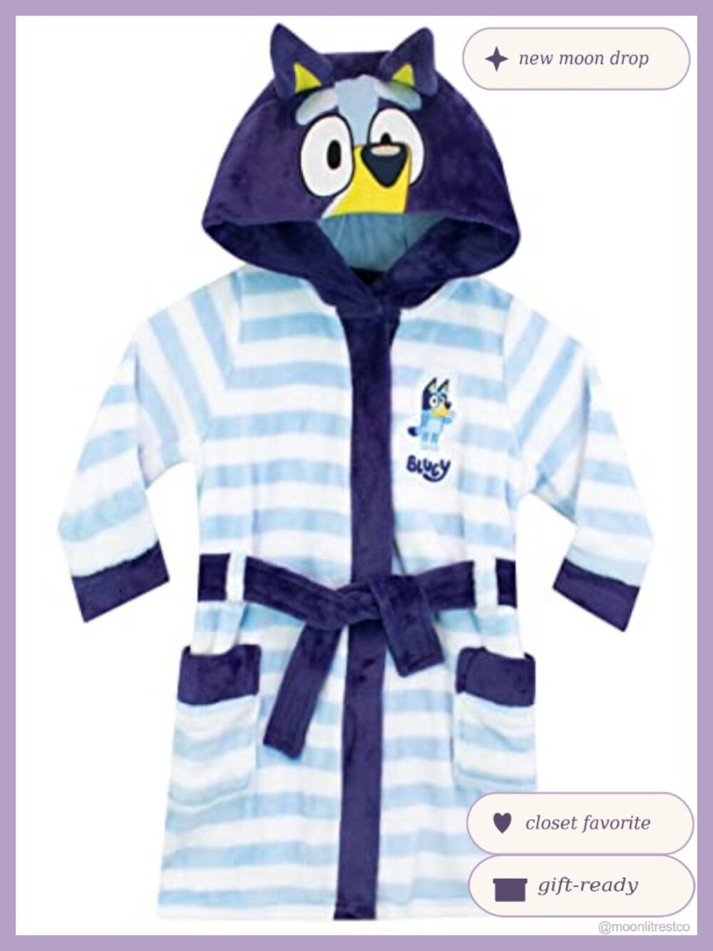 Boys Hooded Robe with 3D Ears Soft Plush Bathrobe for Kids
